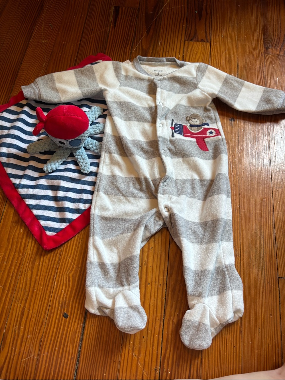 Carter’s Airplane Footie + Pirate Lovey Set | Baby Boy 6 Months